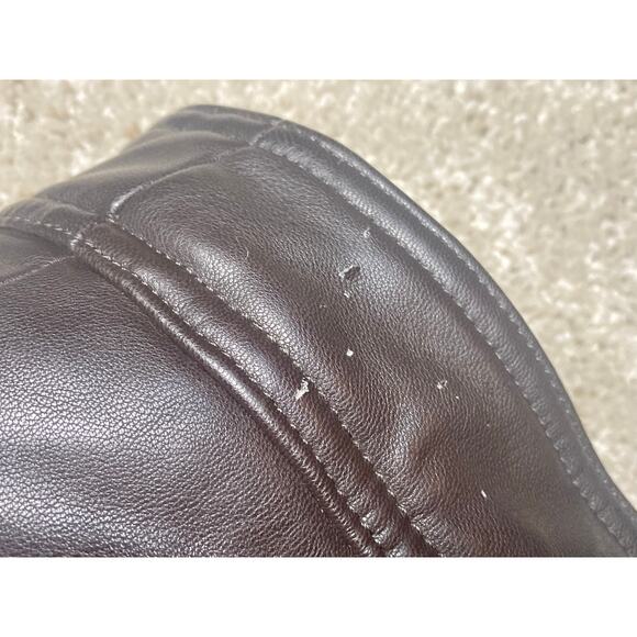 Calvin Klein Brown Leather Like Outer Jacket Coat Mens Large Polyester Filling - Picture 15 of 16